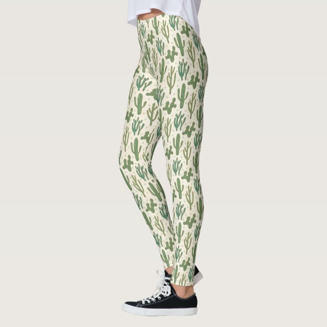 Southwest Geo Step | Desert Cactus Pattern Leggings (Left)