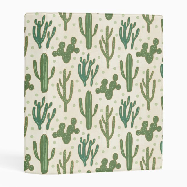 Southwest Geo Step | Desert Cactus Pattern Mini Binder (Front/Spine)