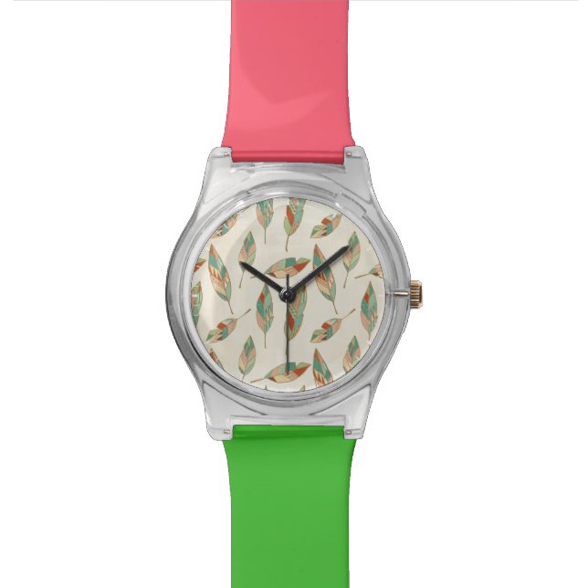 Southwest Geo Step | Geometric Feather Pattern Wristwatch (Close Up)