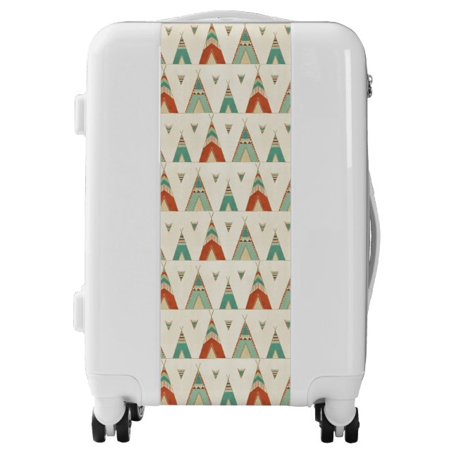 Southwest Geo Step | Geometric Teepee Pattern Luggage (Front)