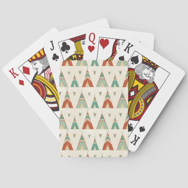 Southwest Geo Step | Geometric Teepee Pattern Poker Cards (Back)