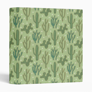 Southwest Geo Step   Green Cactus Pattern 3 Ring Binder