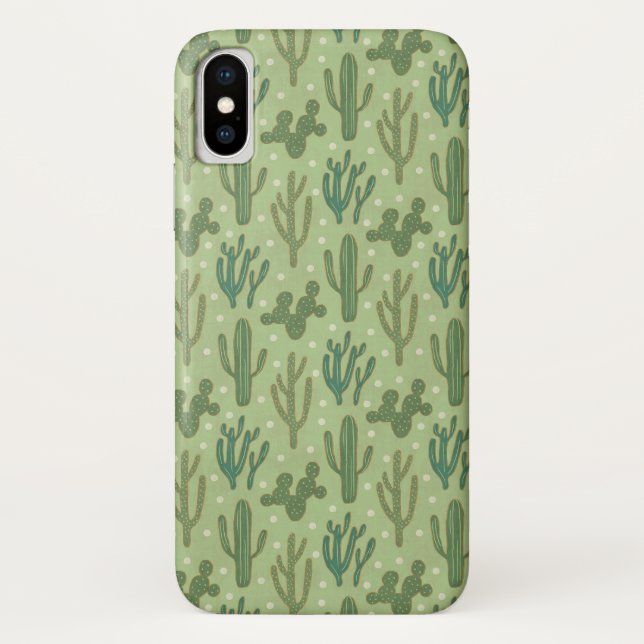Southwest Geo Step | Green Cactus Pattern Case-Mate iPhone Case (Back)
