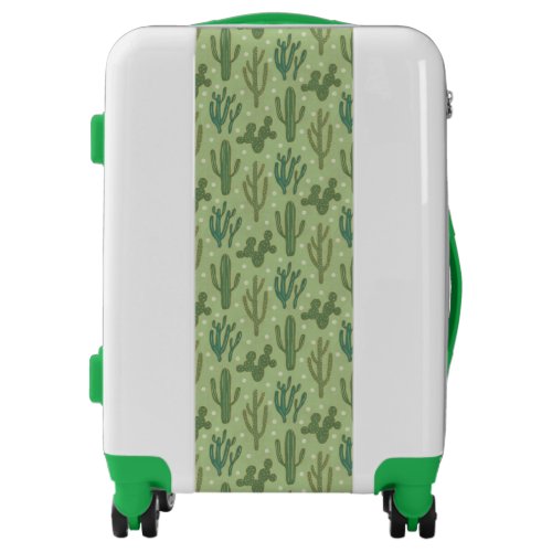 Southwest Geo Step  Green Cactus Pattern Luggage