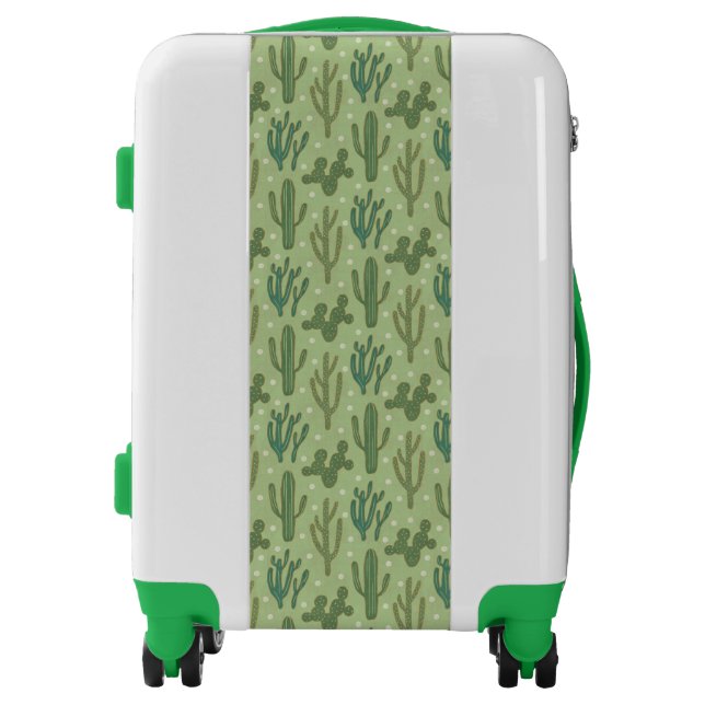 Southwest Geo Step | Green Cactus Pattern Luggage (Front)