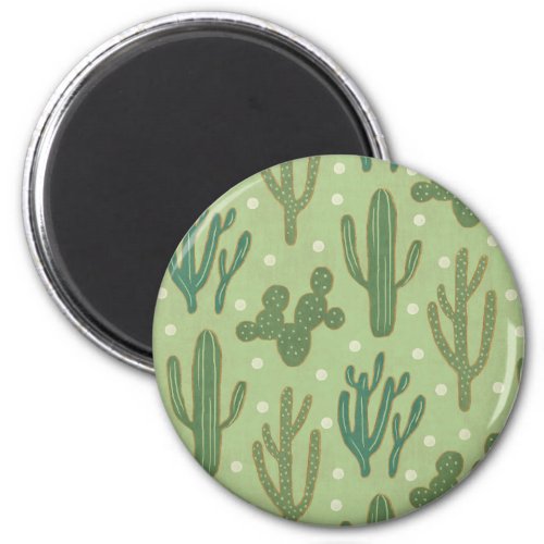 Southwest Geo Step  Green Cactus Pattern Magnet