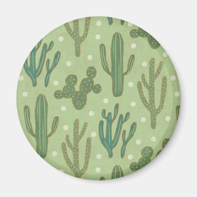 Southwest Geo Step | Green Cactus Pattern Magnet (Front)