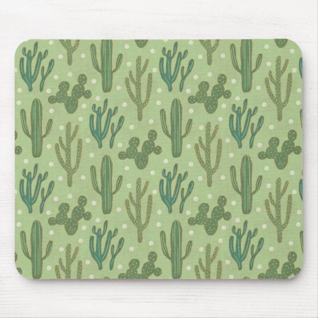 Southwest Geo Step | Green Cactus Pattern Mouse Pad (Front)