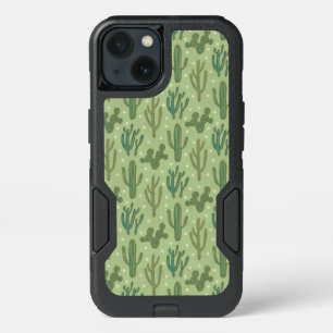Southwest Geo Step Green Cactus Pattern iPhone 13 Case
