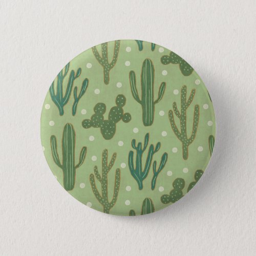 Southwest Geo Step  Green Cactus Pattern Pinback Button