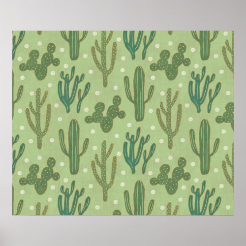 Southwest Geo Step  Green Cactus Pattern Poster