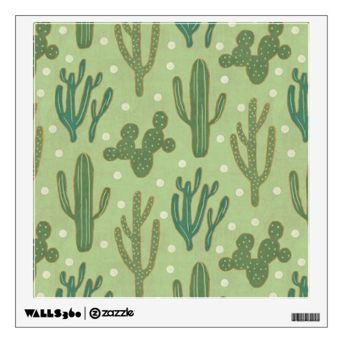 Southwest Geo Step  Green Cactus Pattern Wall Sticker