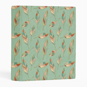 Southwest Geo Step Green Feather Pattern Mini Binder