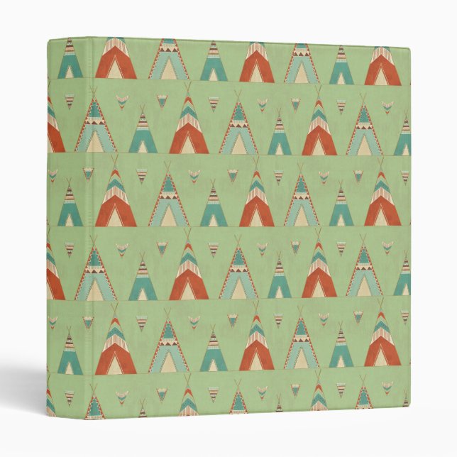 Southwest Geo Step | Green Teepee Pattern Binder (Front/Spine)