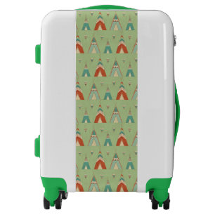 Southwest Geo Step   Green Teepee Pattern Luggage