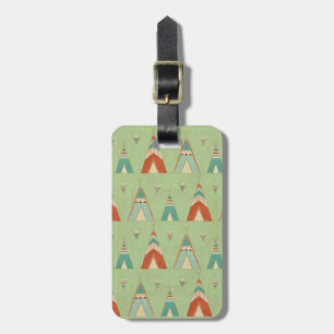 Southwest Geo Step Green Teepee Pattern Luggage Tag