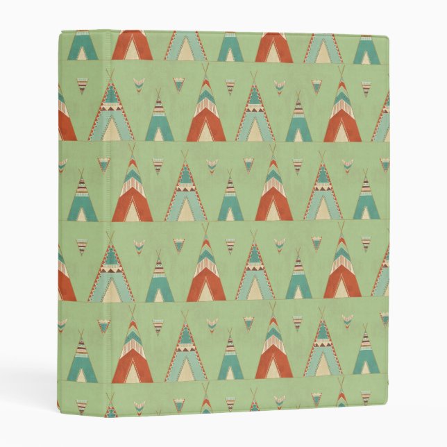 Southwest Geo Step | Green Teepee Pattern Mini Binder (Front/Spine)