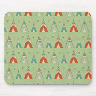 Southwest Geo Step Green Teepee Pattern Mouse Pad