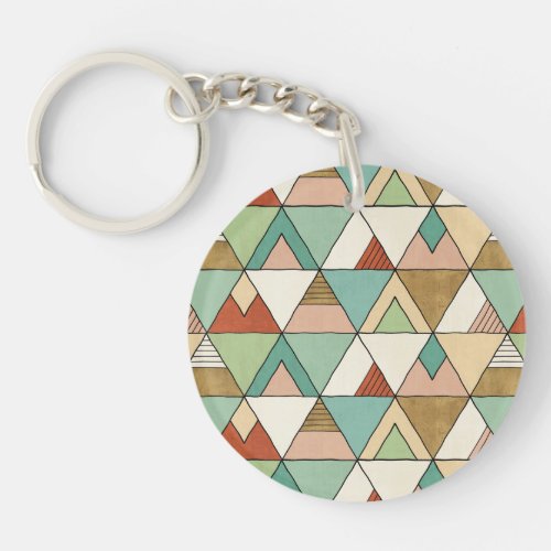 Southwest Geo Step  Hand Drawn Tribal Pattern Keychain