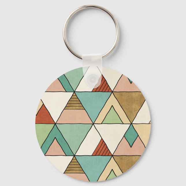 Southwest Geo Step | Hand Drawn Tribal Pattern Keychain (Front)