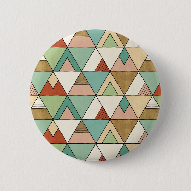 Southwest Geo Step | Hand Drawn Tribal Pattern Pinback Button (Front)
