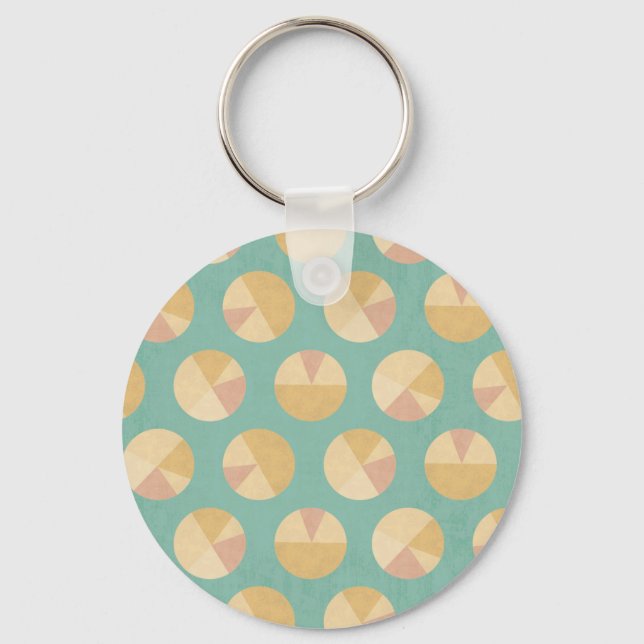 Southwest Geo Step | Orange & Green Circle Pattern Keychain (Front)