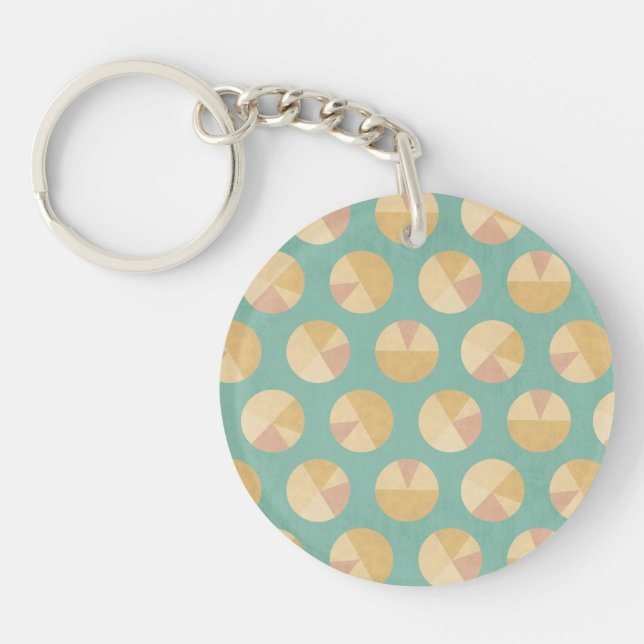 Southwest Geo Step | Orange & Green Circle Pattern Keychain (Front)
