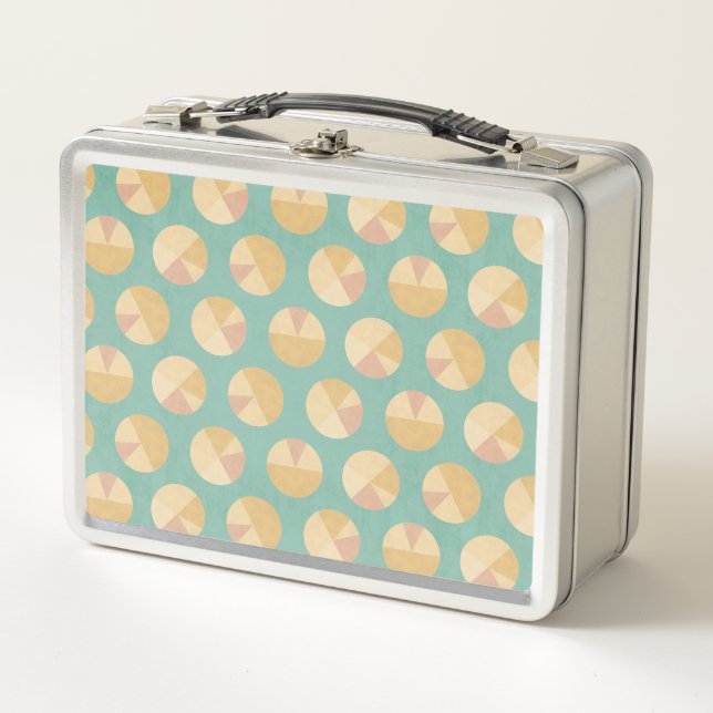 Southwest Geo Step | Orange & Green Circle Pattern Metal Lunch Box (Front)