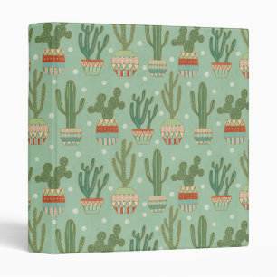 Southwest Geo Step Potted Cactus Pattern 3 Ring Binder