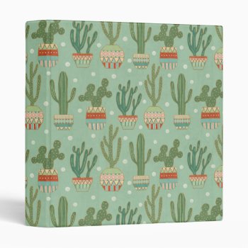 Southwest Geo Step | Potted Cactus Pattern 3 Ring Binder by wildapple at Zazzle