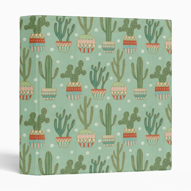 Southwest Geo Step | Potted Cactus Pattern 3 Ring Binder (Front/Spine)