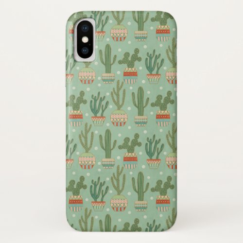 Southwest Geo Step  Potted Cactus Pattern iPhone X Case