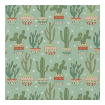 Southwest Geo Step | Potted Cactus Pattern Faux Canvas Print by wildapple at Zazzle