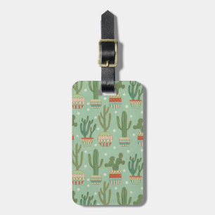 Southwest Geo Step Potted Cactus Pattern Luggage Tag