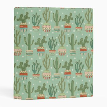 Southwest Geo Step | Potted Cactus Pattern Mini Binder by wildapple at Zazzle