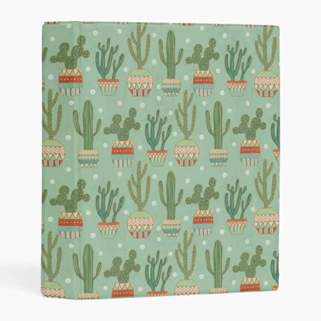 Southwest Geo Step | Potted Cactus Pattern Mini Binder (Front/Spine)