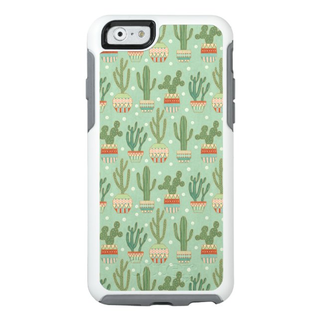 Southwest Geo Step | Potted Cactus Pattern Otterbox iPhone Case (Back)