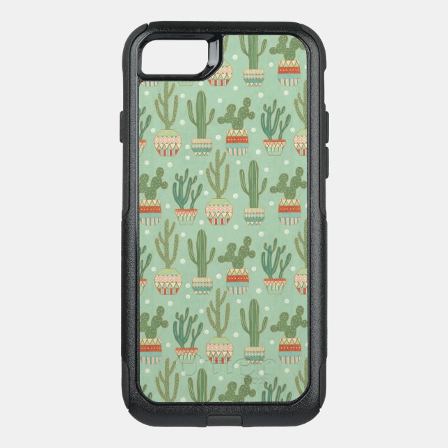 Southwest Geo Step | Potted Cactus Pattern Otterbox iPhone Case (Back)
