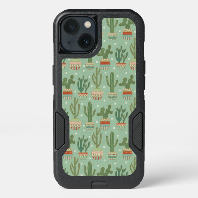 Southwest Geo Step | Potted Cactus Pattern Otterbox iPhone Case (Back)