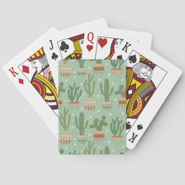 Southwest Geo Step | Potted Cactus Pattern Poker Cards (Back)