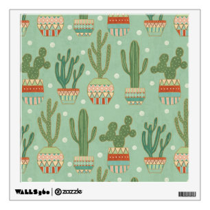 Southwest Geo Step   Potted Cactus Pattern Wall Sticker