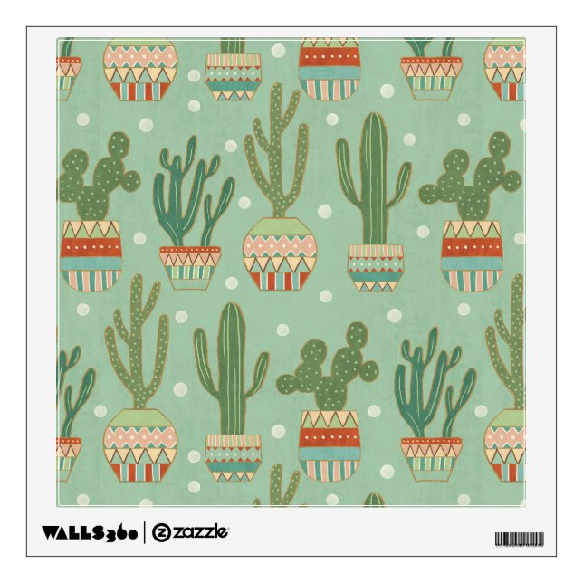 Southwest Geo Step | Potted Cactus Pattern Wall Sticker (Front)
