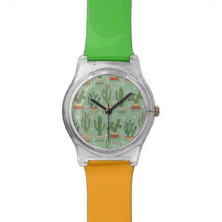 Southwest Geo Step | Potted Cactus Pattern Wrist Watch