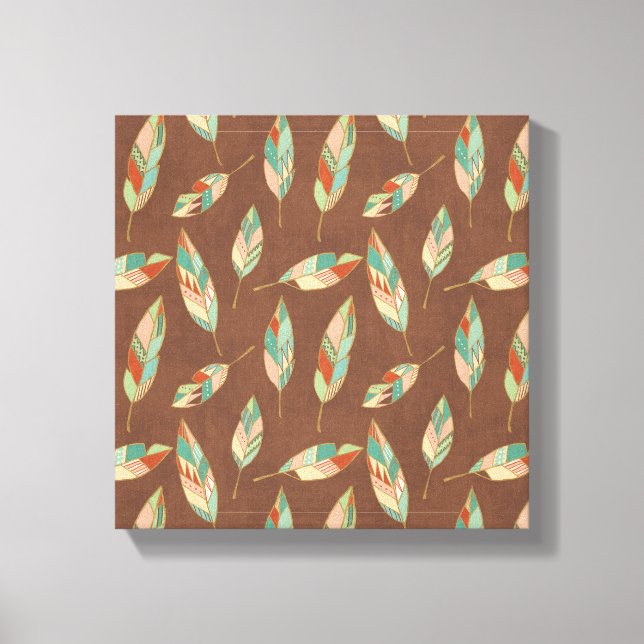 Southwest Geo Step | Southwest Feather Pattern Canvas Print (Front)