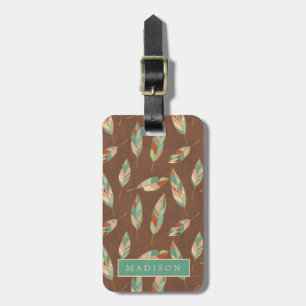 Southwest Geo Step Southwest Feather Pattern Luggage Tag