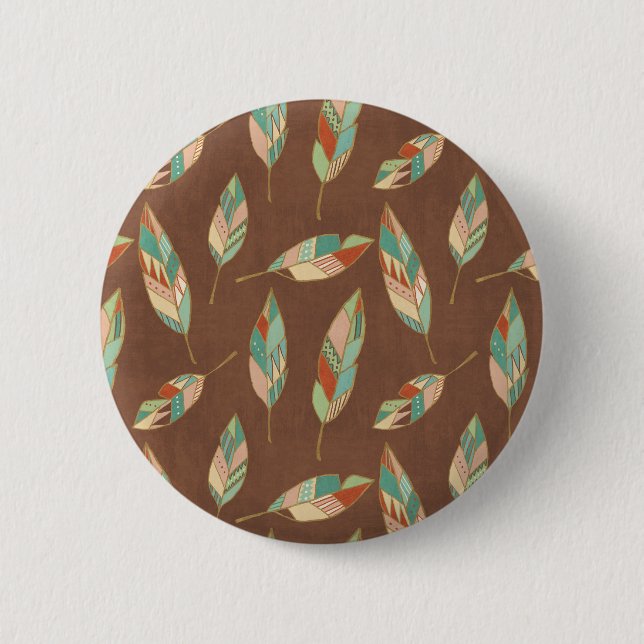 Southwest Geo Step | Southwest Feather Pattern Pinback Button (Front)