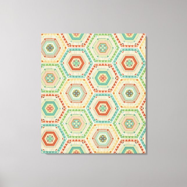 Southwest Geo Step | Southwest Hexagon Pattern Canvas Print (Front)