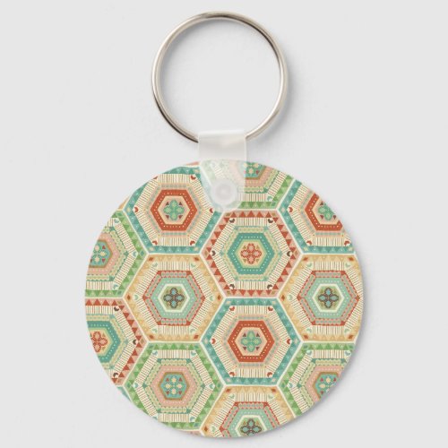 Southwest Geo Step  Southwest Hexagon Pattern Keychain