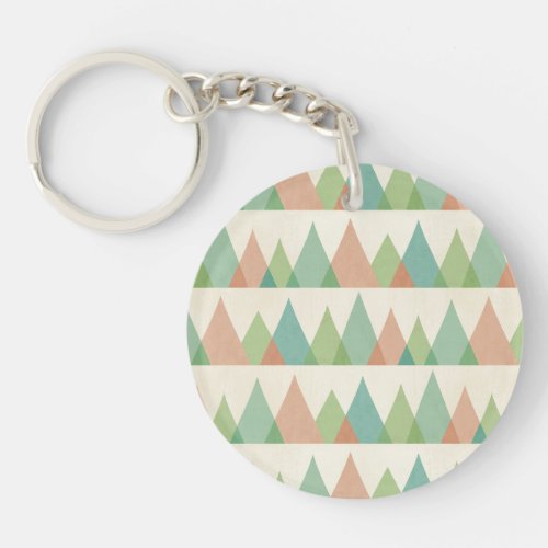 Southwest Geo Step  Teal  Coral Triangles Keychain