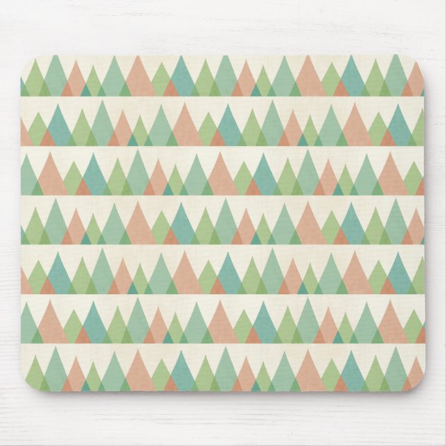 Southwest Geo Step | Teal & Coral Triangles Mouse Pad (Front)